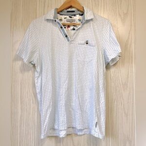 Ted Baker London Light Blue Print  Men's Polo Size 3 or 38” EUC